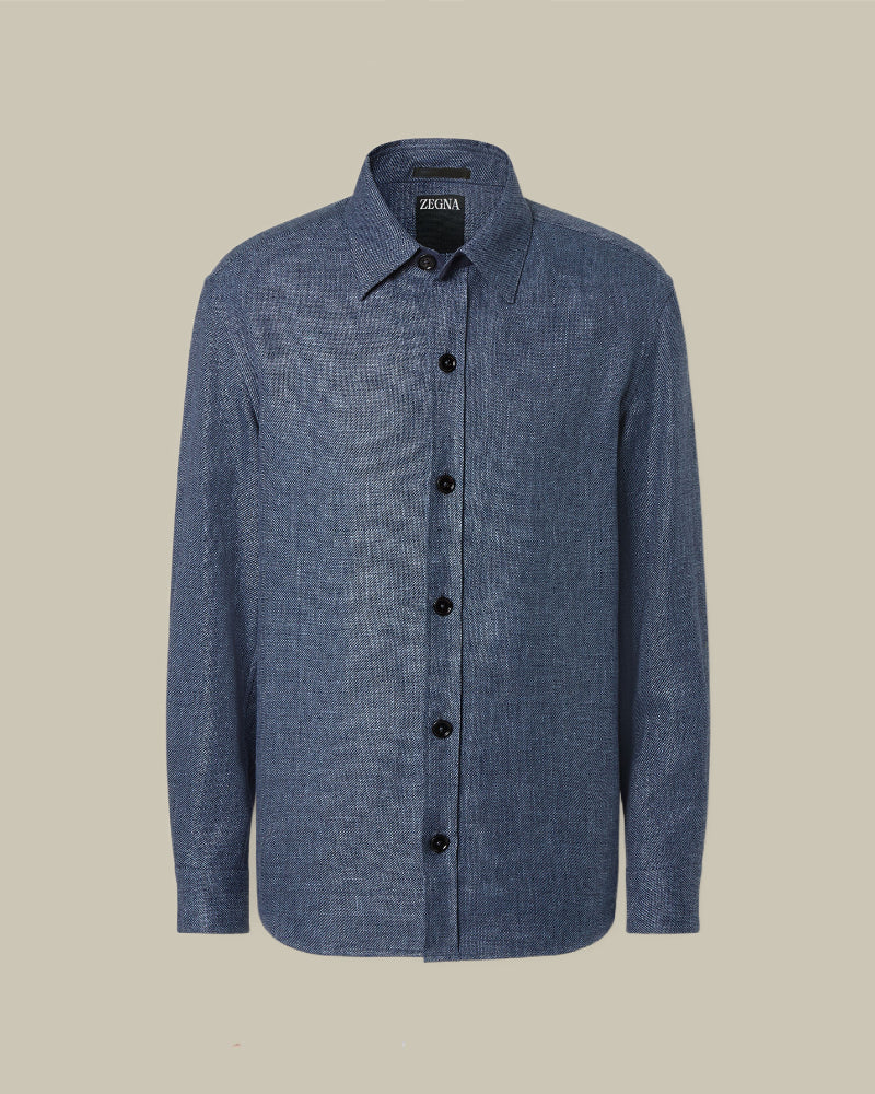 Indigo Blue Cashmere Linen & Silk Overshirt