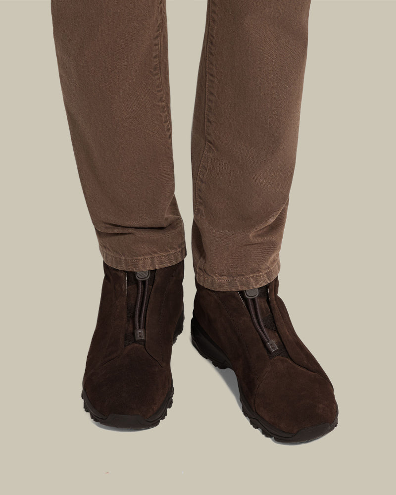 Dark Brown Suede Triple Stitch High Top Vetta Sneaker
