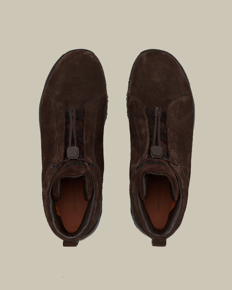 Dark Brown Suede Triple Stitch High Top Vetta Sneaker