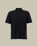 Black Cotton & Cashmere Pique Skipper Polo