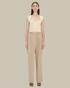 Abia Rib Knit T Shirt Almond
