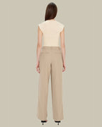 Abia Rib Knit T Shirt Almond