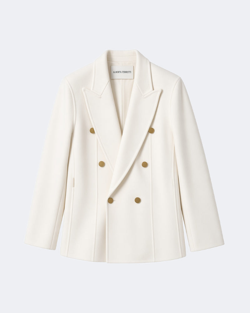 Ivory wool cashmere long jacket