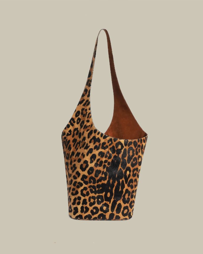 Reversible Leopard Print Suede Bag