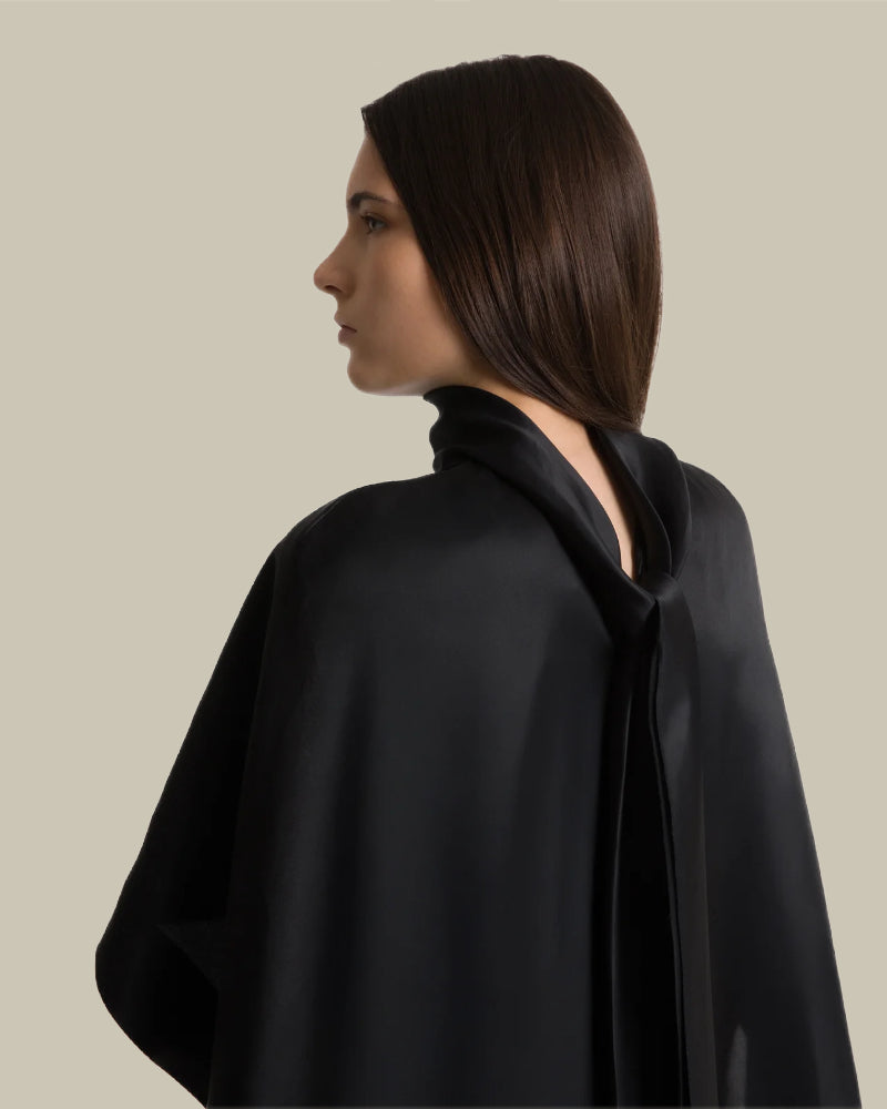 Black Silk Cape-Style Top