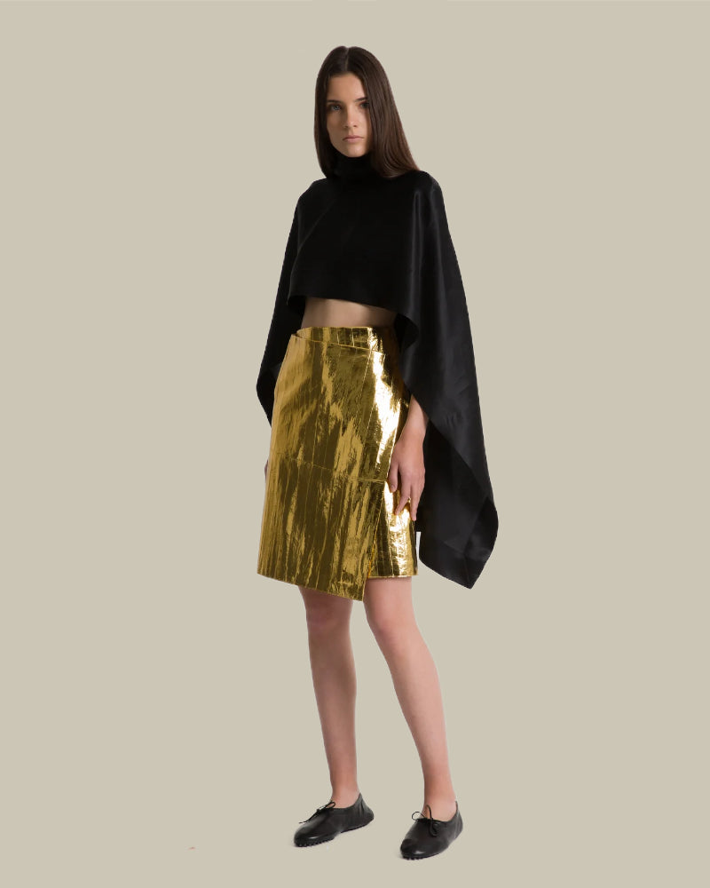 Black Silk Cape-Style Top