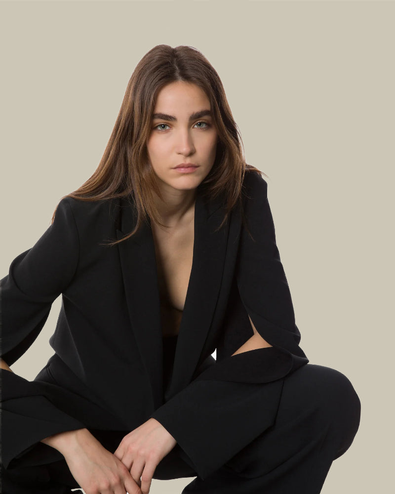 Black Stretch Cady Blazer