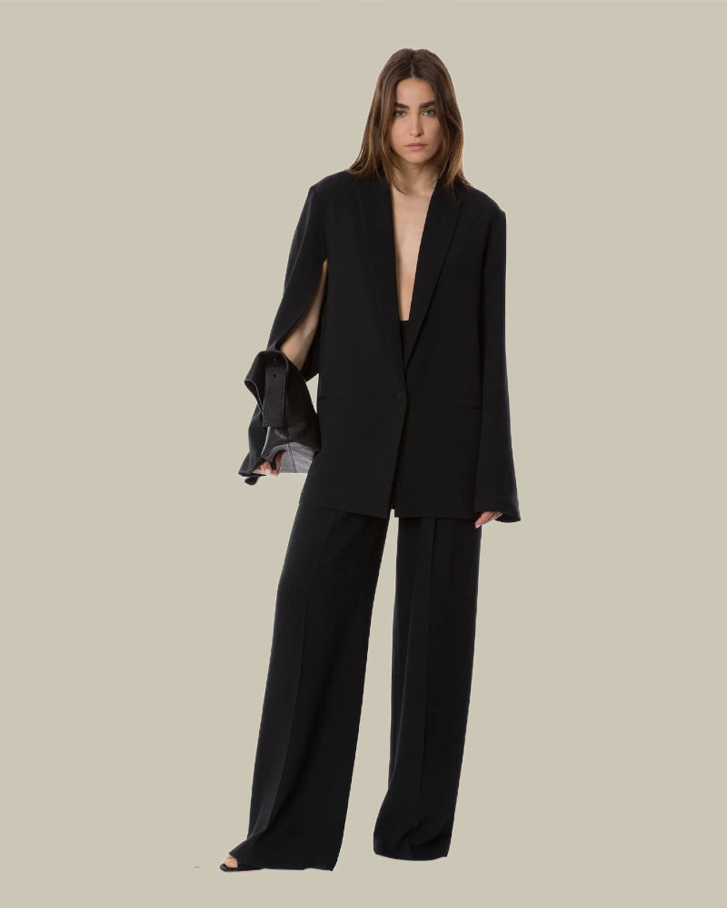 Black Stretch Cady Blazer