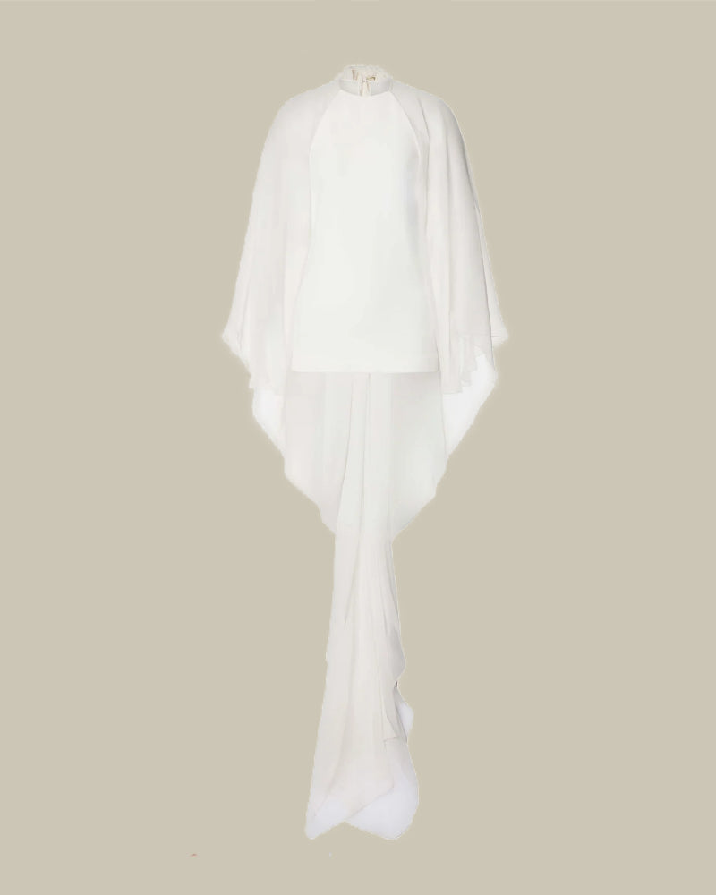 White Sheer Stretch Cady Blouse