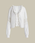 Ruffled V Neck Poplin Blouse