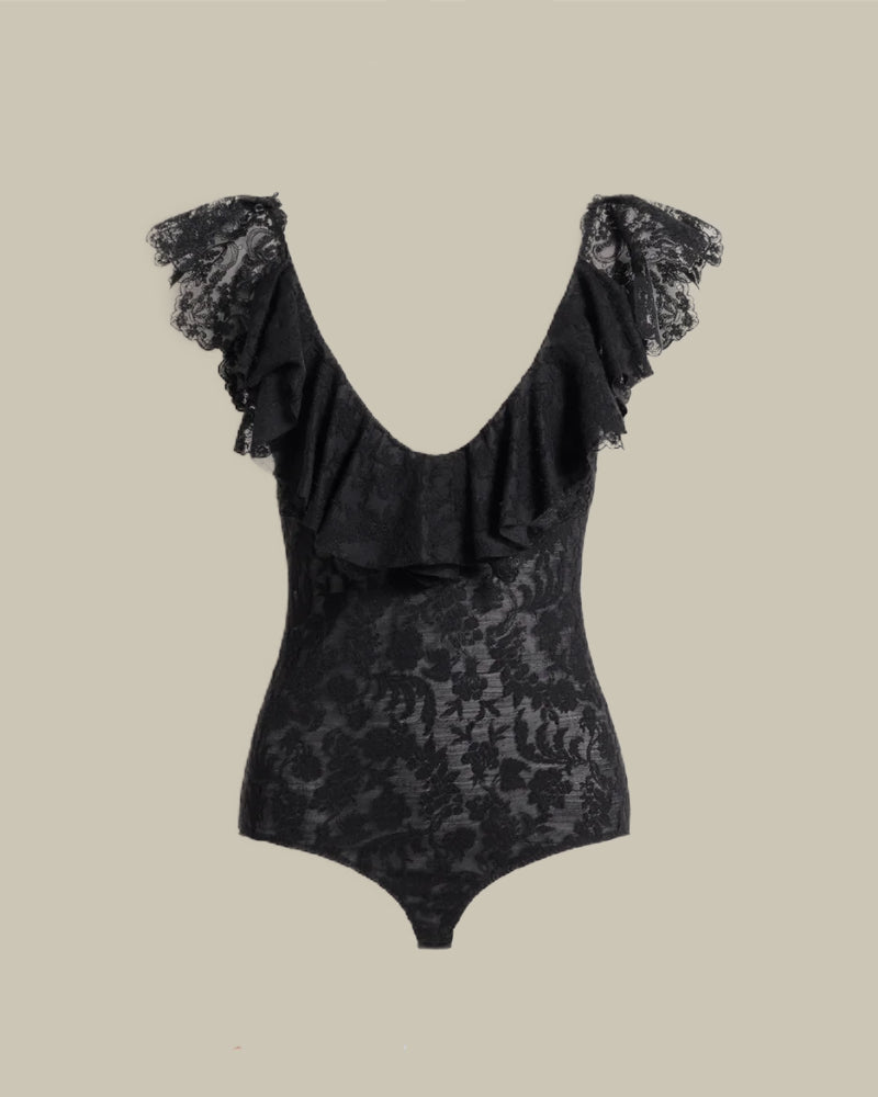 Ruffled Sleeves Wool Lace Body