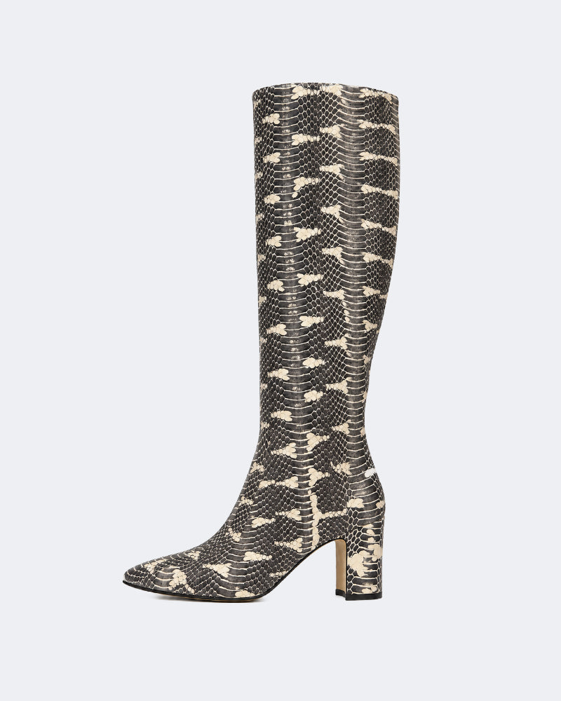 Snake Leather Tubular High Boots