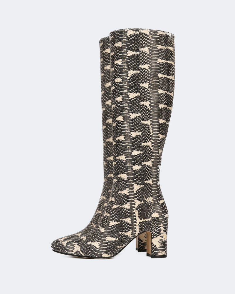 Snake Leather Tubular High Boots