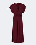 Enver Satin V Neck Dress