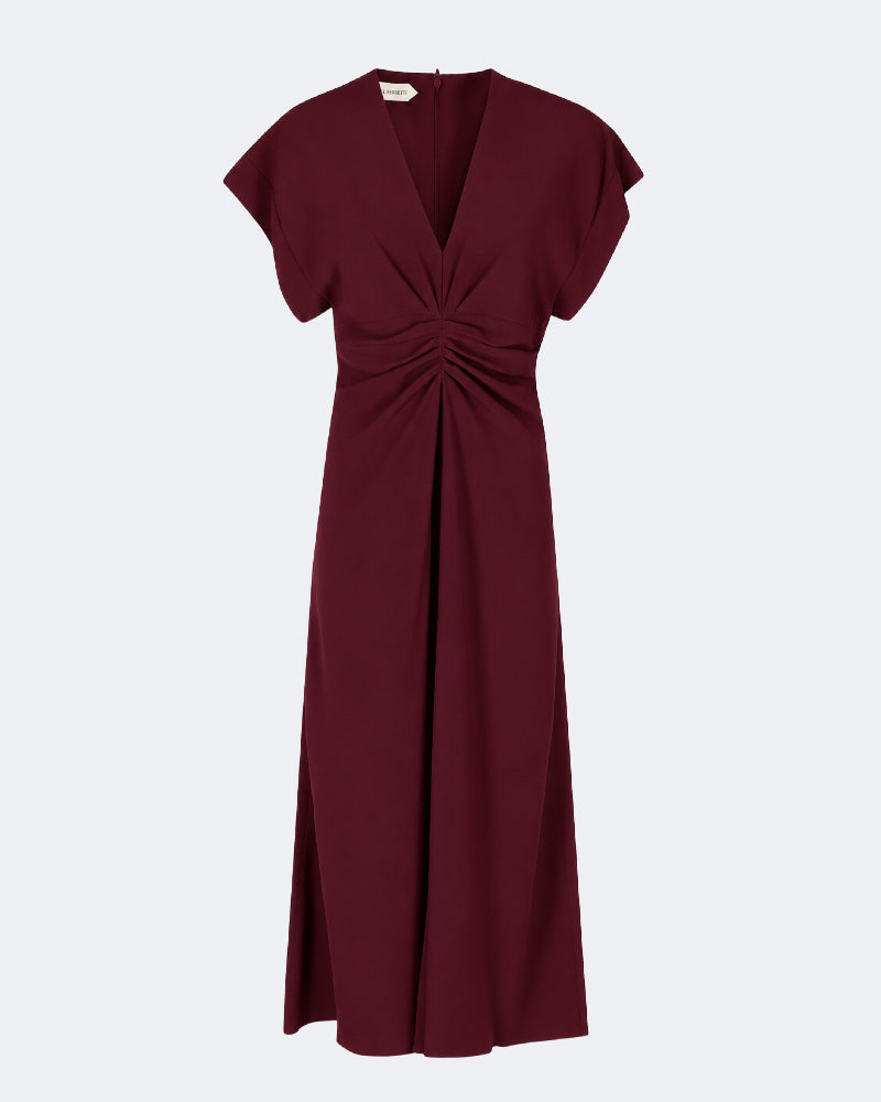 Enver Satin V Neck Dress