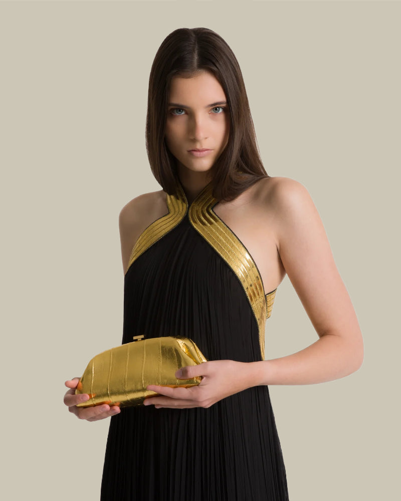 Mini Gold Eel Leather Pouch