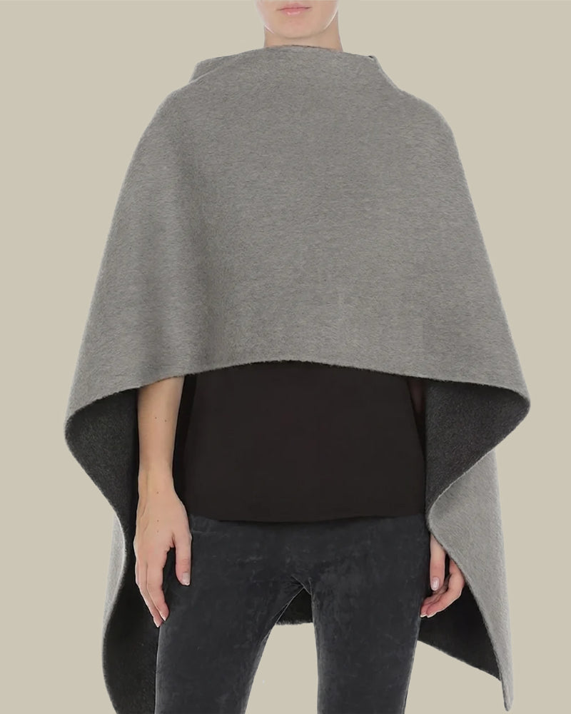 Asymmetrical Two-Tone Double Cloth Cape