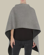 Asymmetrical Two-Tone Double Cloth Cape