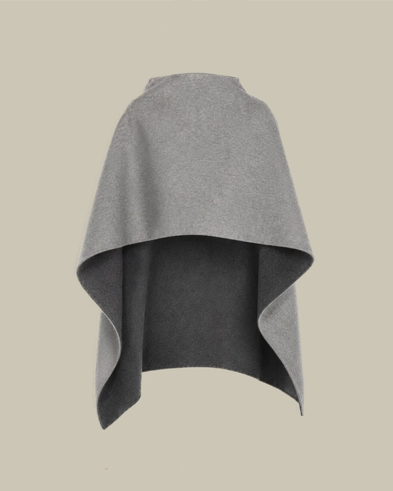 Asymmetrical Two-Tone Double Cloth Cape