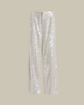 Wide Leg Sequin Trousers Ivory