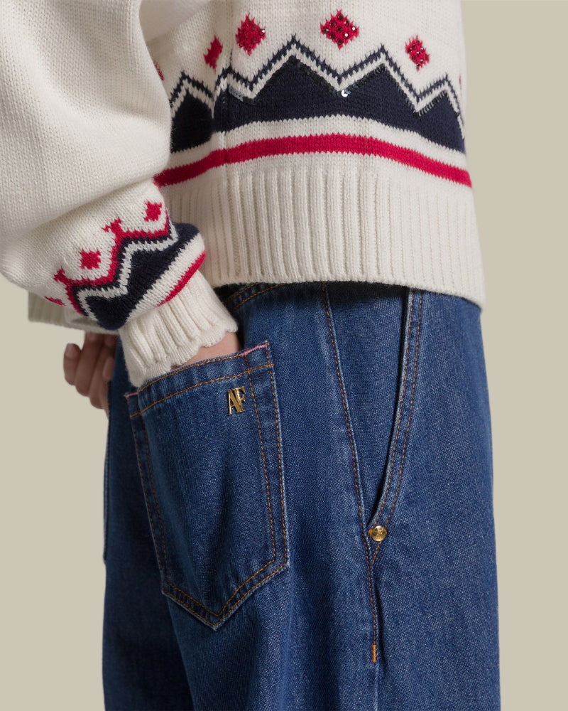 Wide Leg Washed Blue Jeans