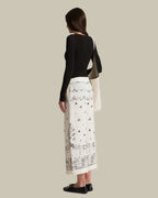 Ivory Printed Linen Trouser