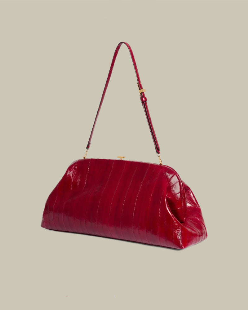 Maxi Red Eel Leather Pouch