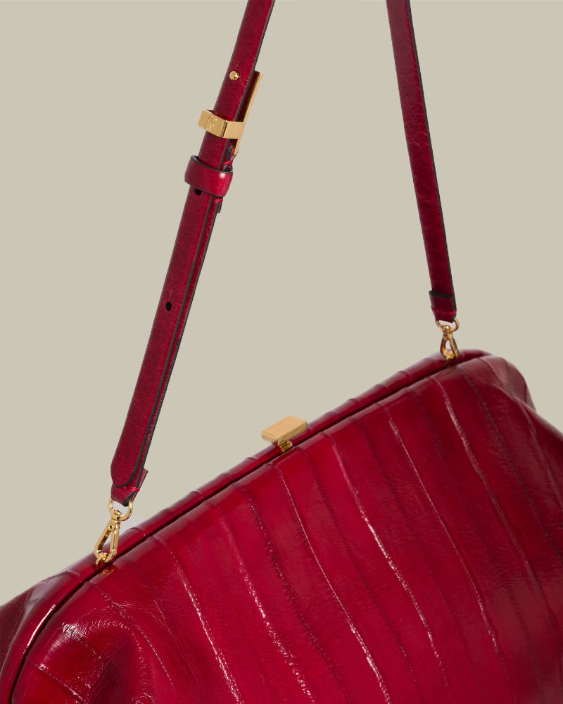 Maxi Red Eel Leather Pouch