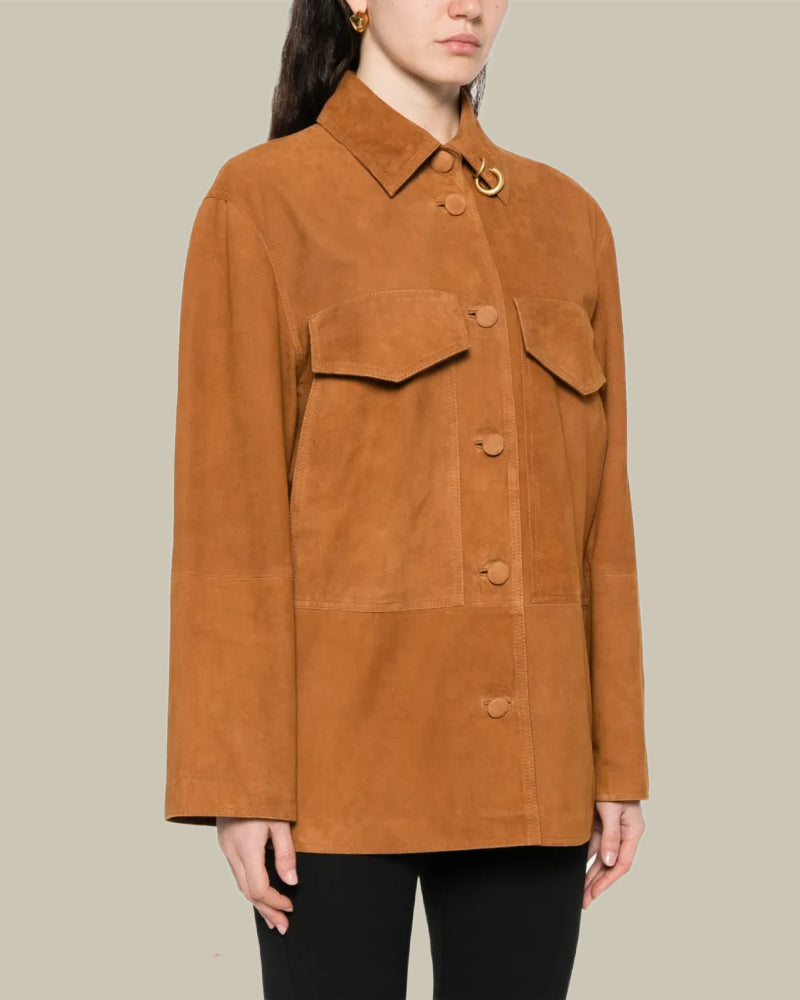 Suede Jacket with Piercing Detail