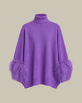 Violet Merino Wool Feather Detail Sweater