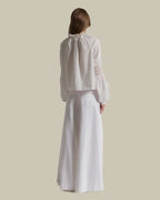 White Wide Leg Denim Trousers