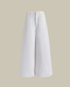 White Wide Leg Denim Trousers