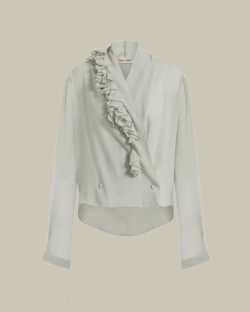 Floral Grey Shirt In Creponne Viscose