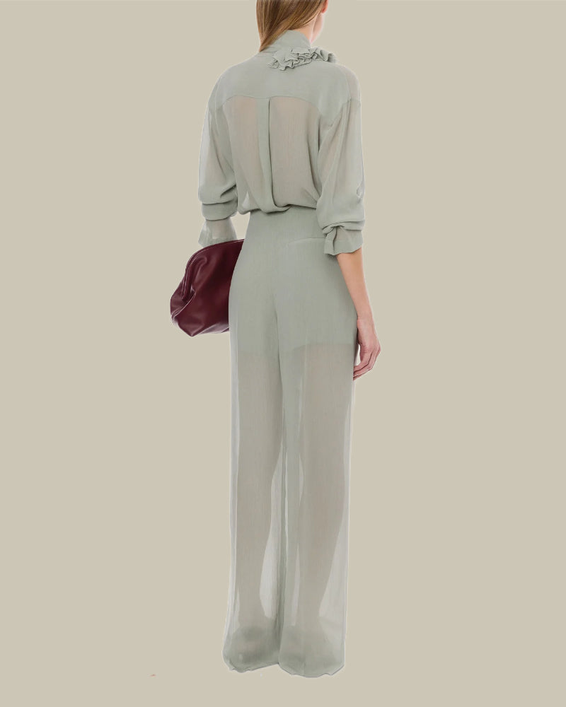Floral Grey Shirt In Creponne Viscose