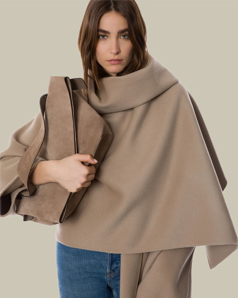 Beige Calf Suede Clutch