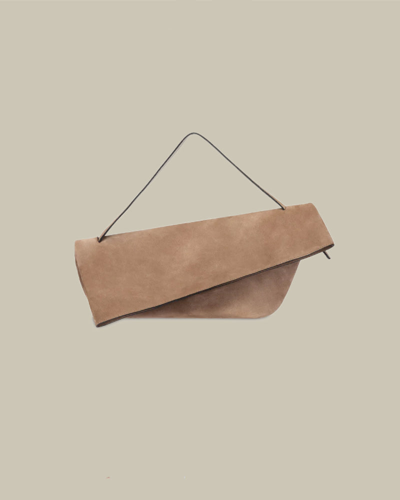 Beige Calf Suede Clutch