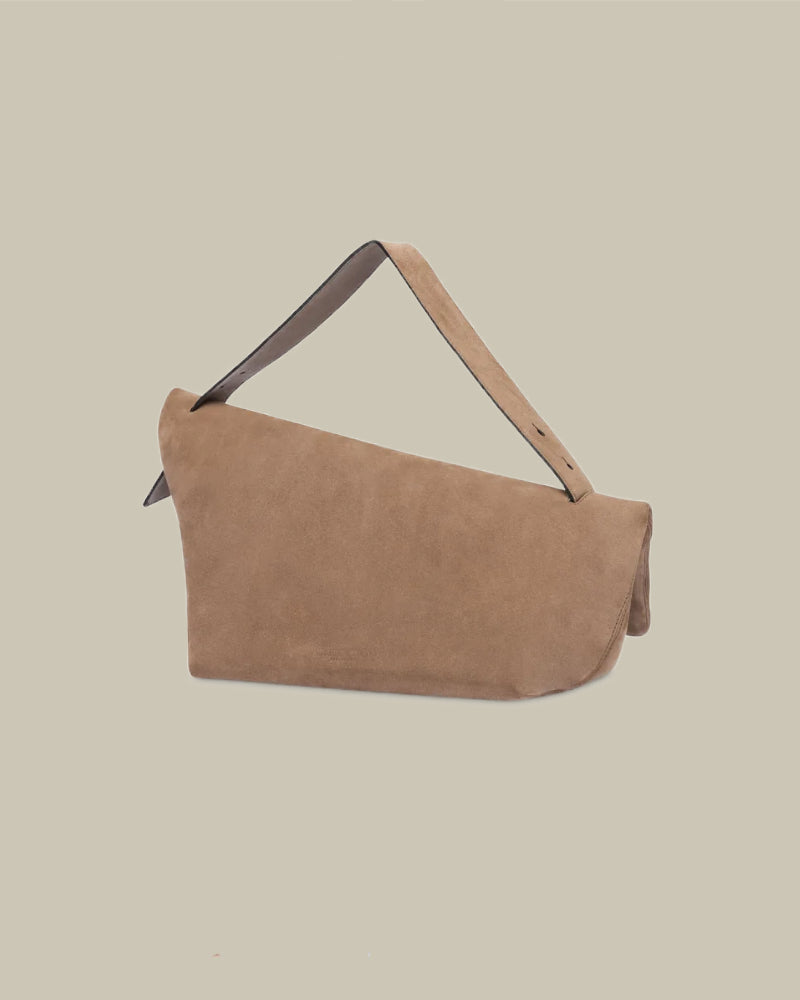 Beige Calf Suede Clutch