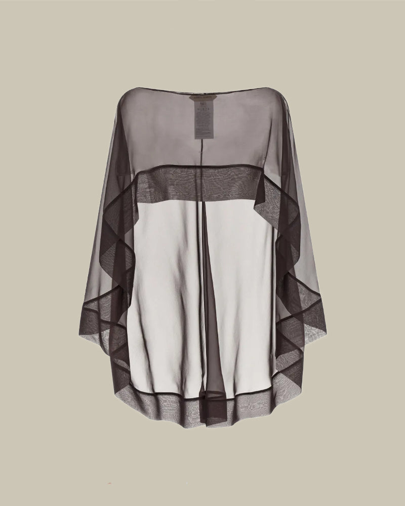 Black Silk Chiffon Cape Style Top