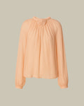 Pink Long Sleeved Silk Chiffon Blouse