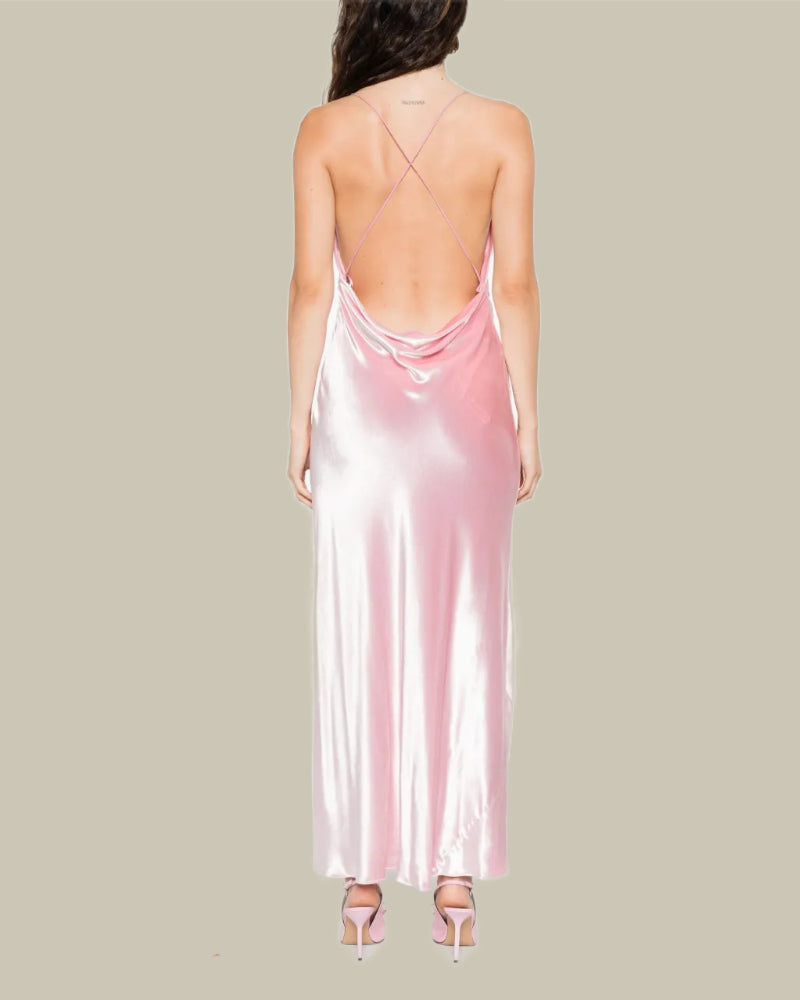 Pink Velvet Slip Dress