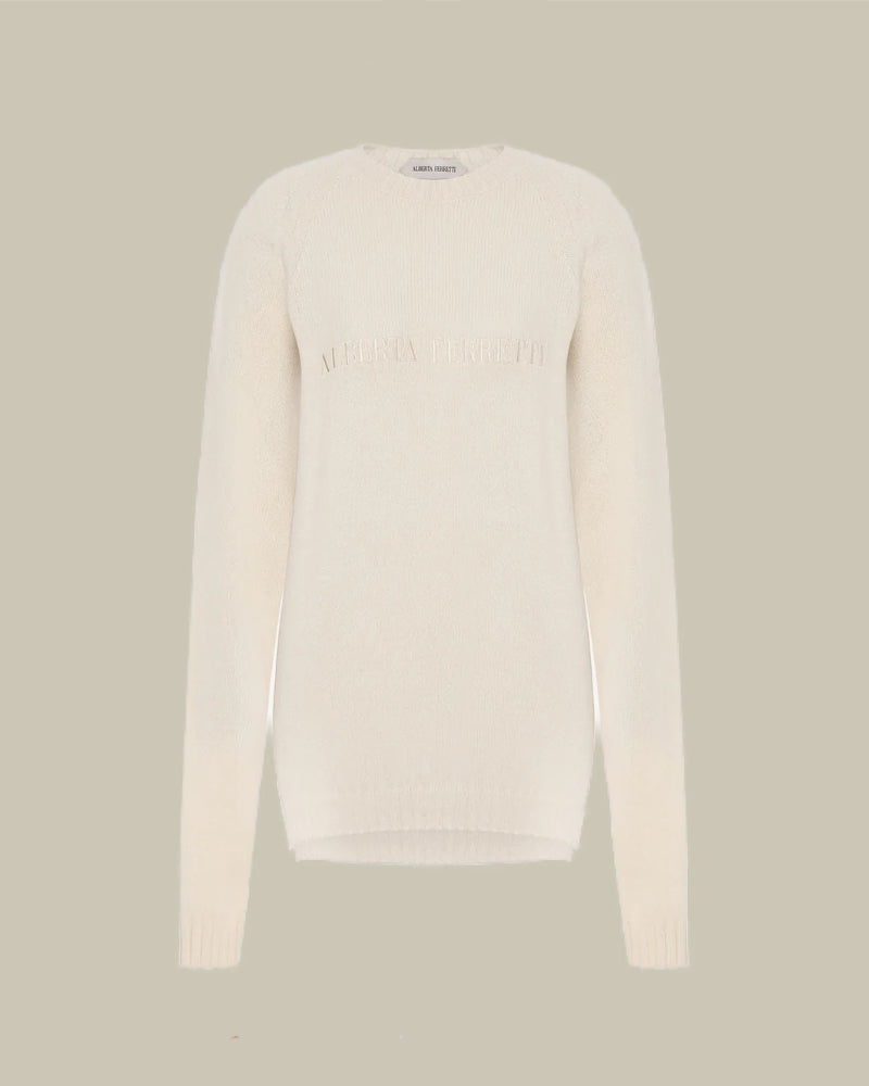 Ivory Logo Cashmere Sweater