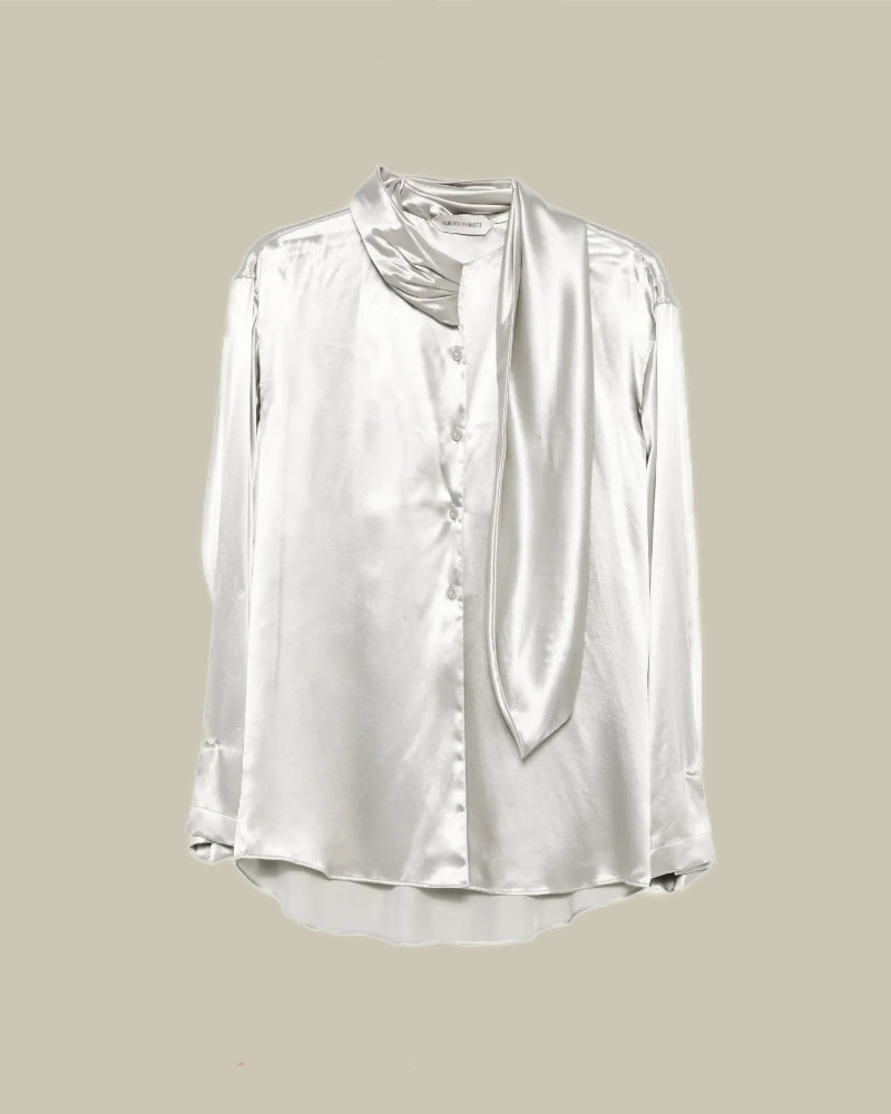 Ice Glossy Satin Knot Tie Shirt
