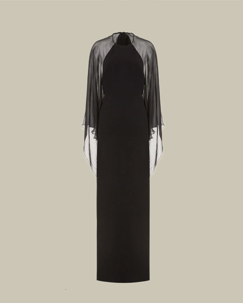 Black Sheer Stretch Cady Dress