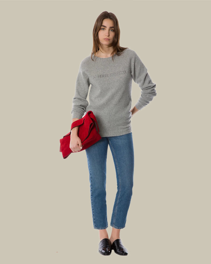 Grey Logo Cashmere Sweater
