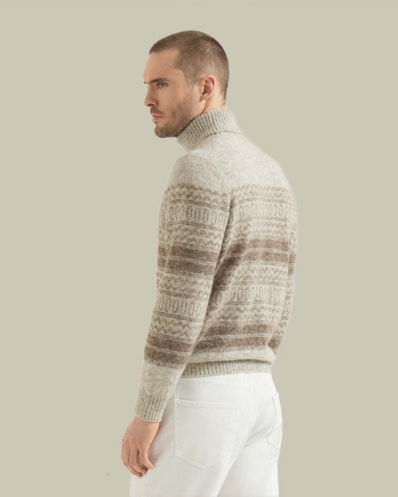 Alpaca, Cashmere & Wool Nordic Jacquard Turtleneck Sweater
