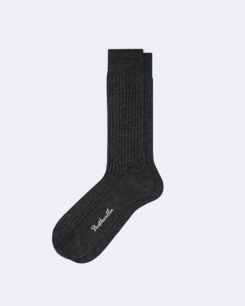 Knightsbridge Anthracite Cashmere Ribbed Socks