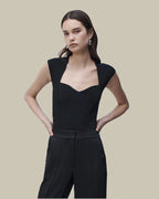 Barbara Sweetheart Ribbed-Knit Bodysuit