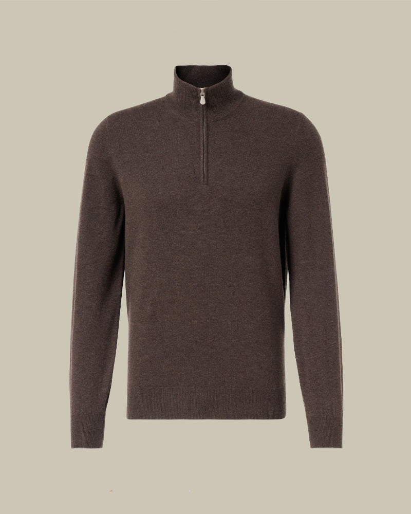 Brown Cashmere & Silk Half Zip