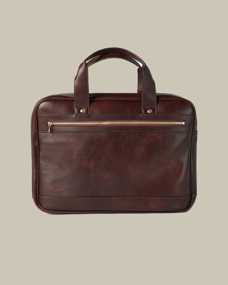 Burgundy Leather Zip Briefcase