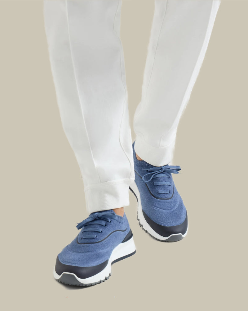 Denim Blue Techno Cotton Knit Runner